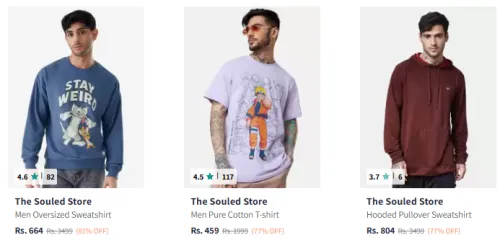 Image of The Souled Store Brand Men's Clothing @ Up to 81% Discount
