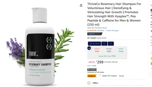 Image of ThriveCo Rosemary Hair Shampoo 250ml
