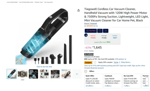 Image of Tiagowell Cordless Car Vacuum Cleaner