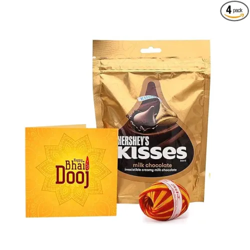 Image of TIED RIBBONS Bhai Dooj Gift Set with Hershey Kisses Chocolates and Greeting Card