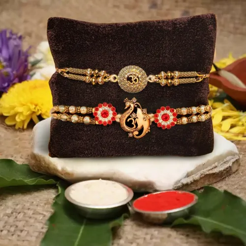Image of TIED RIBBONS Religious -Setof2 Rakhi
