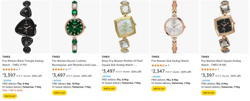 Image of TIMEX Fria Women Analog Watch Minimum 50% Discount