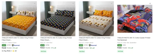 Image of Tindler Knots Bedsheets at minimum 72% Discount