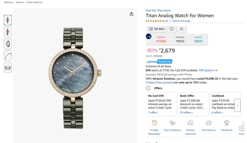 Image of Titan Analog Watch for Women
