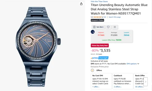 Image of Titan Blue Dial Stainless Steel Watch