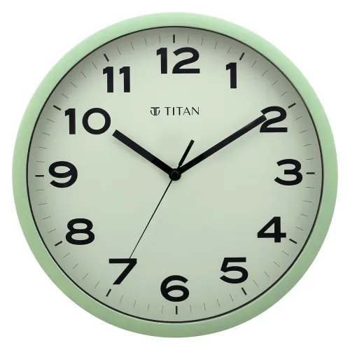 Image of Titan Plastic Contemporary Light Green Analog Wall Clock