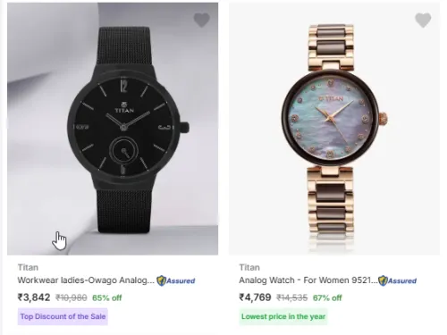 Image of Titan Women Analog Watch up to 67% Discount