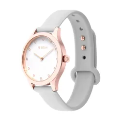 Titan Women Rubber Analog White Dial Watch