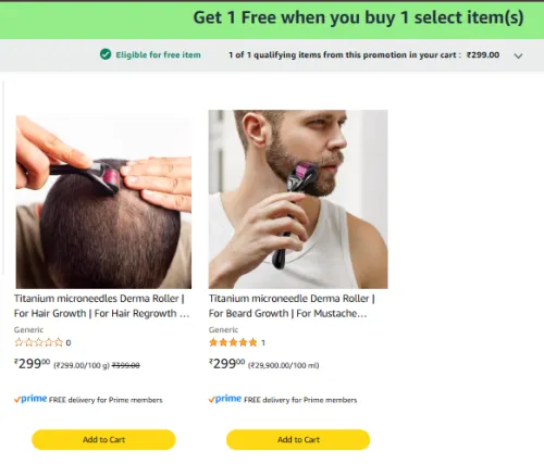 Image of Titanium Derma Roller Offer: Buy any 1 for 1 benefit item FREE