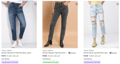 Image of Tokyo Talkies Brand Jeans @ Up to 84% Discount