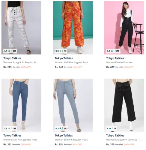 Image of Tokyo Talkies Brand Trousers @ Up to 85% Discount