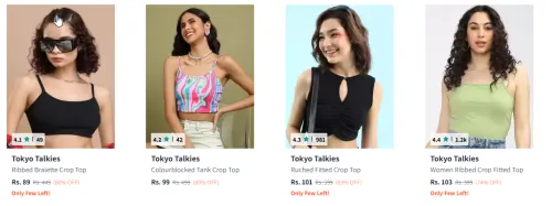 Image of Tokyo Talkies Ribbed Bralette Crop Top Starting At @₹89