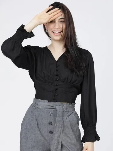 Image of Tokyo Talkies women black top.
