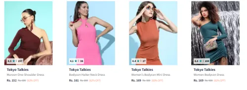 Image of Tokyo Talkies Women Bodycon Dresses Starting @ ₹152