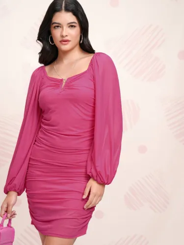 Image of Tokyo Talkies Women Bodycon Pink Mini/Short Dress