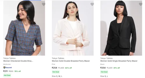 Image of Tokyo Talkies Women Fashiion Blazers Minimum 80% Discount