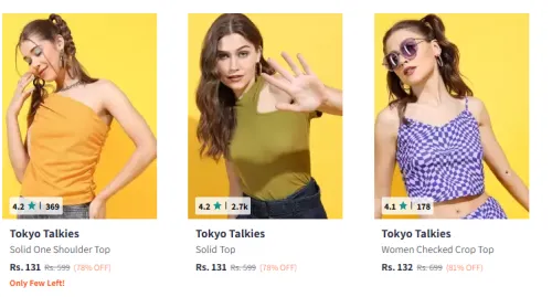 Image of Tokyo Talkies Women's One Shoulder Top Starting At ₹131