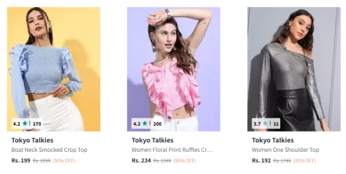 Image of Tokyo Talkies Women's Top Minimum 80% Discount