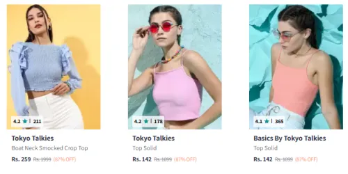 Image of Tokyo Talkies Women's Top Minimum 80% Discount 