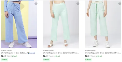 Image of Tokyo Talkies Women's Trouser Minimum 80% Discount