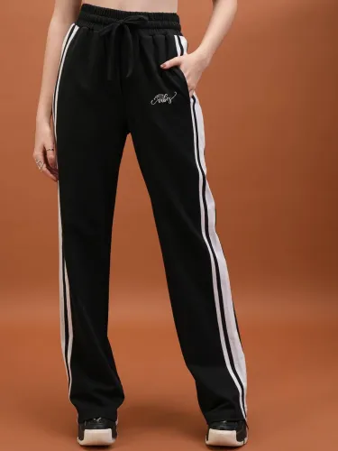 Image of Tokyo Talkies Women Solid Black Track Pants