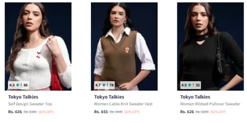 Image of Tokyo Talkies Women Sweatshirt Minimum 80% Discount