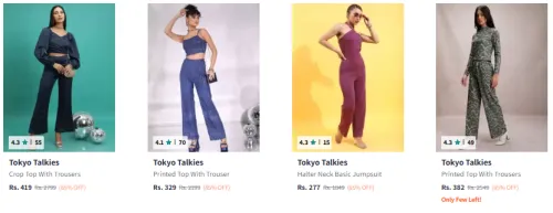 Image of Tokyo Talkies Women Trouser Minimum 80% Discount