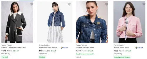 Image of Tokyo Talkies Women Washed Jacket Starting At ₹299