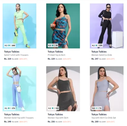 Image of Tokyo Talkies Women's Co-Ord set at Minimum 80% Discount
