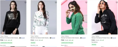 Image of Tokyo Talkies Women's Sweatshirts starting @ ₹199