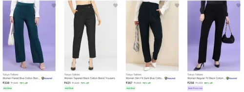 Image of Tokyo Talkies Women's Trousers at minimum 70% Discount