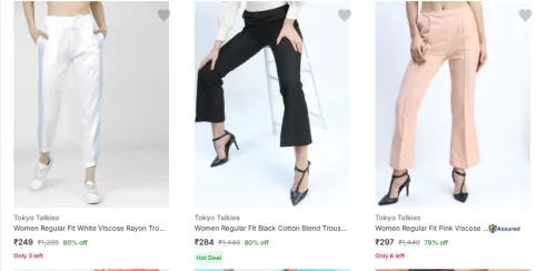 Image of Tokyo Talkies Womens Trousers starting at just ₹249