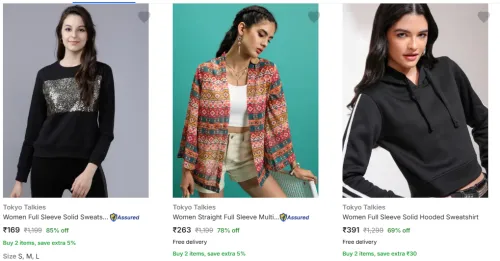 Image of Tokyo Talkies Women's Winter Wear at Minimum 85% Off