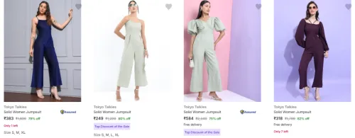 Image of Tokyo Talkies Solid Women Jumpsuit Minimum 80% Discount