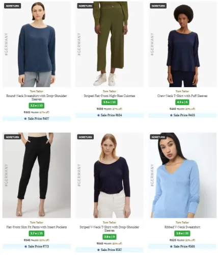 Image of TOM TAILOR Brand Women's Clothing @ Minimum 80% Discount