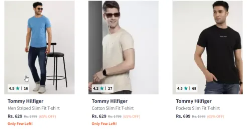 Image of Tommy Hilfiger Men Fashion T-shirt Minimum 60% Discount