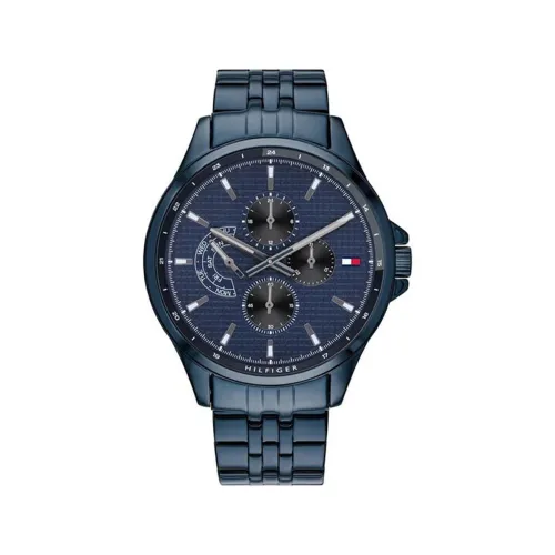 Image of Tommy Hilfiger Shawn Blue Dial Stainless Steel Watch (46.3 mm)