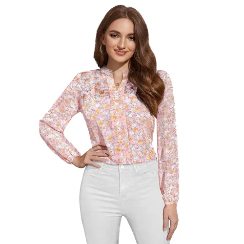 Image of Toochki Women's Georgette Floral Straight Western Top