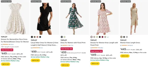 Image of TOPLOT Dresses for Women Minimum 80% Discount