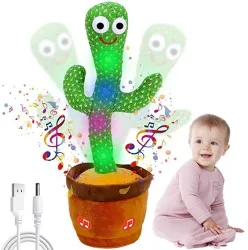 totoy Toy Talking Plant Plush Voice Repeat, Recording 120+ Song (Green)