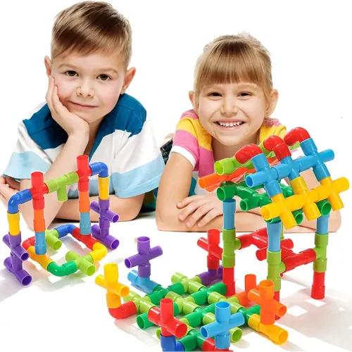 Image of Toy Imagine Pipe Puzzle Blocks Set (30+ Pcs, Multicolor)