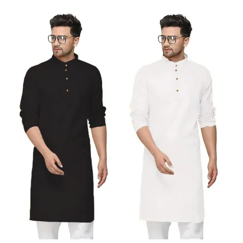 Image of Fort Worth Cotton Traditional Men's Kurta Shirt- Pack of 2