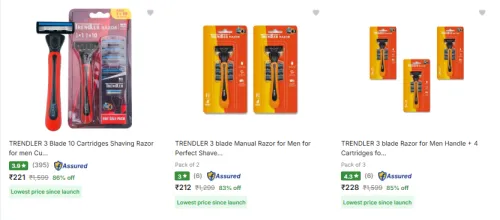 Image of Trendler Shaving Razors Minimum 85% Discount