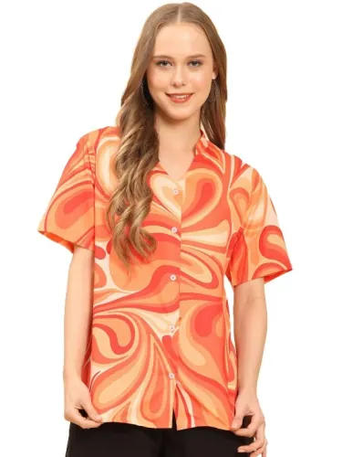 Image of Trendy Queen Women's Printed Straight Mandarin Neck Shirt