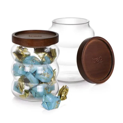 Image of Treo by Milton Belly Storage Jar With Wooden lid Set of 2