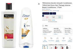 TRESemme Keratin Smooth Conditioner, 190ml And Dove Hair Therapy Intense Repair Conditioner, 175ml