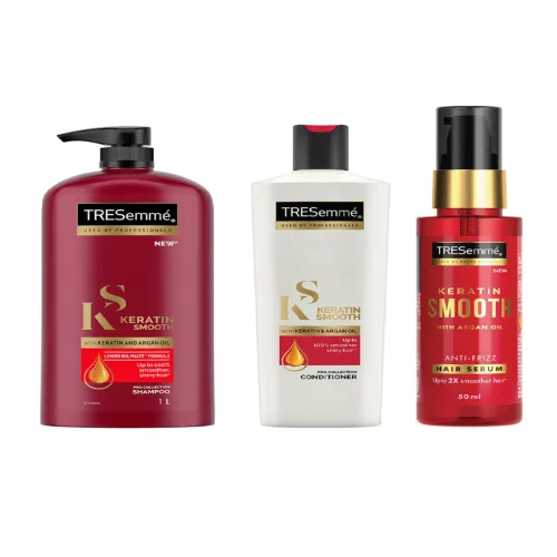 Image of TRESemme Keratin Smooth Shampoo 1L + Conditioner 190ml + Anti-Frizz Hair Serum 50ml