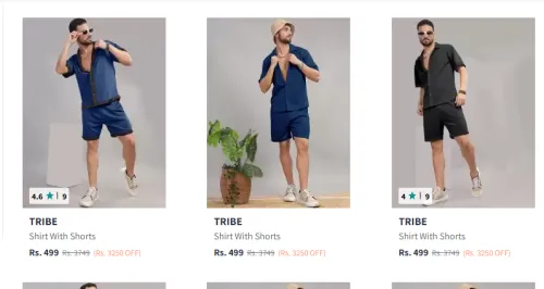 Image of Tribe Men's Shirt & Short Set at ₹499