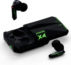 TRIGGR Kraken X4 with 13mm Drivers, 40ms Latency, ENC, 60H Battery, Rubber Finish, v5.4 Bluetooth (Gotham Black, True W
