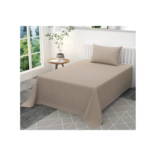 Image of Tripurari 210TC Beige Single Bedsheet with Pillow Cover